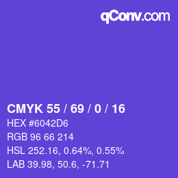 Color code: CMYK 55 / 69 / 0 / 16 | qconv.com