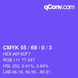 Color code: CMYK 55 / 69 / 0 / 3 | qconv.com
