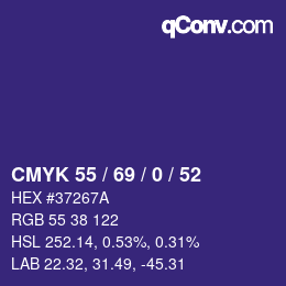 Código de color: CMYK 55 / 69 / 0 / 52 | qconv.com