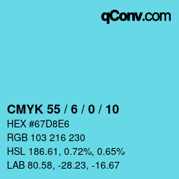 Color code: CMYK 55 / 6 / 0 / 10 | qconv.com