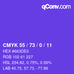 Color code: CMYK 55 / 73 / 0 / 11 | qconv.com