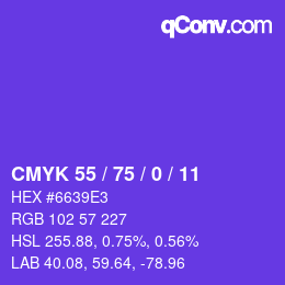 颜色代码: CMYK 55 / 75 / 0 / 11 | qconv.com