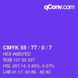 Color code: CMYK 55 / 77 / 0 / 7 | qconv.com