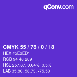 Color code: CMYK 55 / 78 / 0 / 18 | qconv.com