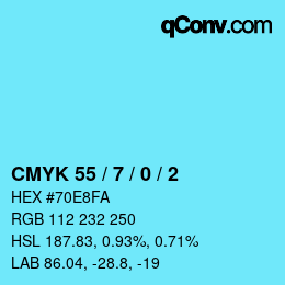 颜色代码: CMYK 55 / 7 / 0 / 2 | qconv.com