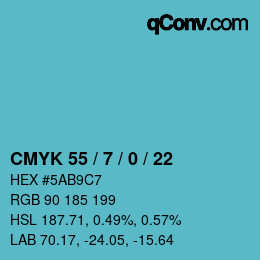 Color code: CMYK 55 / 7 / 0 / 22 | qconv.com