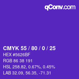 Color code: CMYK 55 / 80 / 0 / 25 | qconv.com