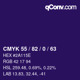 Color code: CMYK 55 / 82 / 0 / 63 | qconv.com