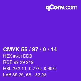 Color code: CMYK 55 / 87 / 0 / 14 | qconv.com