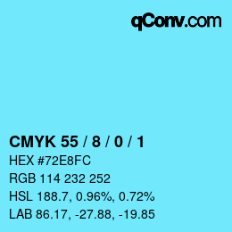 Color code: CMYK 55 / 8 / 0 / 1 | qconv.com