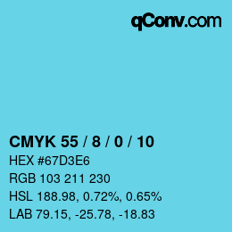 Color code: CMYK 55 / 8 / 0 / 10 | qconv.com
