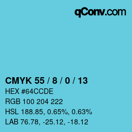 Color code: CMYK 55 / 8 / 0 / 13 | qconv.com