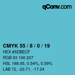 Color code: CMYK 55 / 8 / 0 / 19 | qconv.com