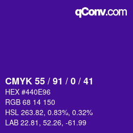 カラーコード: CMYK 55 / 91 / 0 / 41 | qconv.com