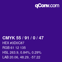 Color code: CMYK 55 / 91 / 0 / 47 | qconv.com