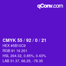 カラーコード: CMYK 55 / 92 / 0 / 21 | qconv.com