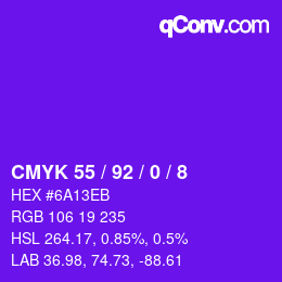 カラーコード: CMYK 55 / 92 / 0 / 8 | qconv.com