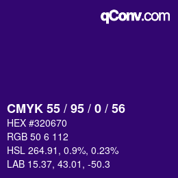 Color code: CMYK 55 / 95 / 0 / 56 | qconv.com