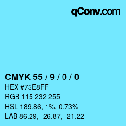颜色代码: CMYK 55 / 9 / 0 / 0 | qconv.com