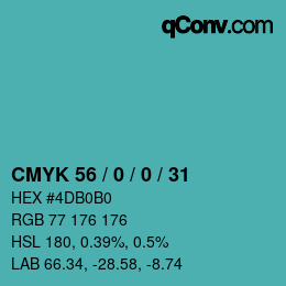 Farbcode: CMYK 56 / 0 / 0 / 31 | qconv.com