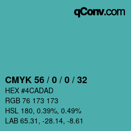 カラーコード: CMYK 56 / 0 / 0 / 32 | qconv.com