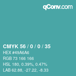 Farbcode: CMYK 56 / 0 / 0 / 35 | qconv.com