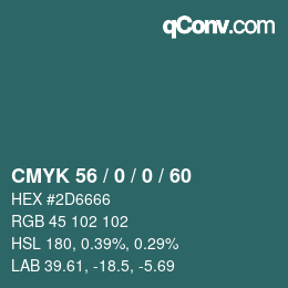 Color code: CMYK 56 / 0 / 0 / 60 | qconv.com