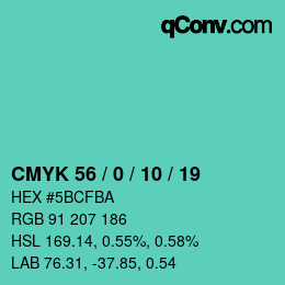 Farbcode: CMYK 56 / 0 / 10 / 19 | qconv.com