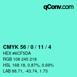 Color code: CMYK 56 / 0 / 11 / 4 | qconv.com