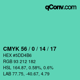 颜色代码: CMYK 56 / 0 / 14 / 17 | qconv.com