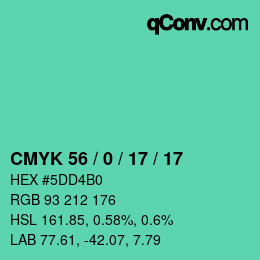 Código de color: CMYK 56 / 0 / 17 / 17 | qconv.com