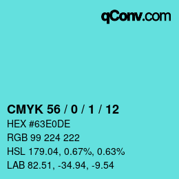 Color code: CMYK 56 / 0 / 1 / 12 | qconv.com
