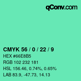 カラーコード: CMYK 56 / 0 / 22 / 9 | qconv.com