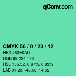 Farbcode: CMYK 56 / 0 / 23 / 12 | qconv.com