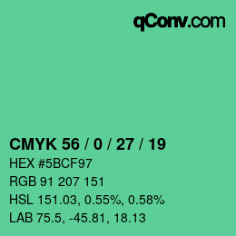 Color code: CMYK 56 / 0 / 27 / 19 | qconv.com