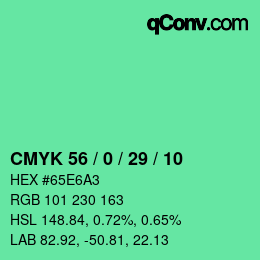 カラーコード: CMYK 56 / 0 / 29 / 10 | qconv.com