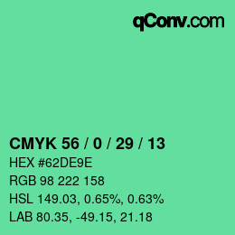 颜色代码: CMYK 56 / 0 / 29 / 13 | qconv.com