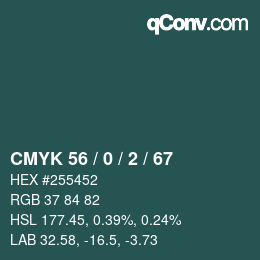 カラーコード: CMYK 56 / 0 / 2 / 67 | qconv.com