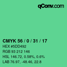 カラーコード: CMYK 56 / 0 / 31 / 17 | qconv.com