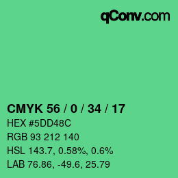カラーコード: CMYK 56 / 0 / 34 / 17 | qconv.com
