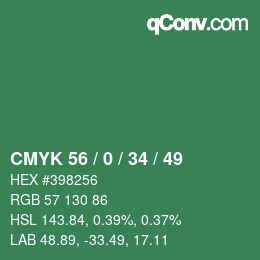 カラーコード: CMYK 56 / 0 / 34 / 49 | qconv.com