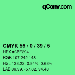 カラーコード: CMYK 56 / 0 / 39 / 5 | qconv.com