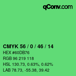 Color code: CMYK 56 / 0 / 46 / 14 | qconv.com