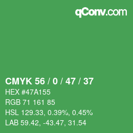 Código de color: CMYK 56 / 0 / 47 / 37 | qconv.com