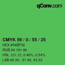 カラーコード: CMYK 56 / 0 / 55 / 25 | qconv.com