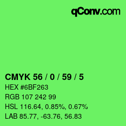 Color code: CMYK 56 / 0 / 59 / 5 | qconv.com