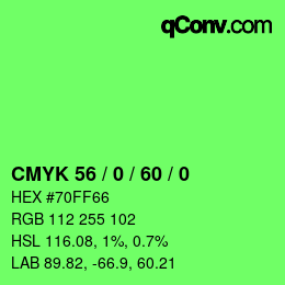 Color code: CMYK 56 / 0 / 60 / 0 | qconv.com