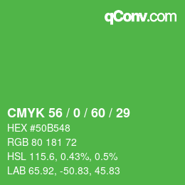 Color code: CMYK 56 / 0 / 60 / 29 | qconv.com