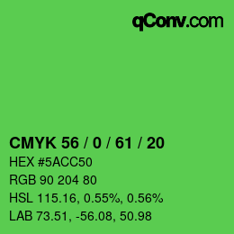 Farbcode: CMYK 56 / 0 / 61 / 20 | qconv.com