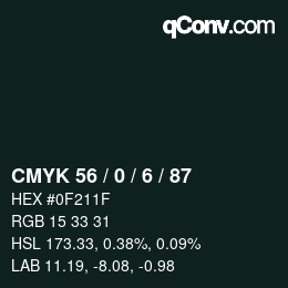 カラーコード: CMYK 56 / 0 / 6 / 87 | qconv.com